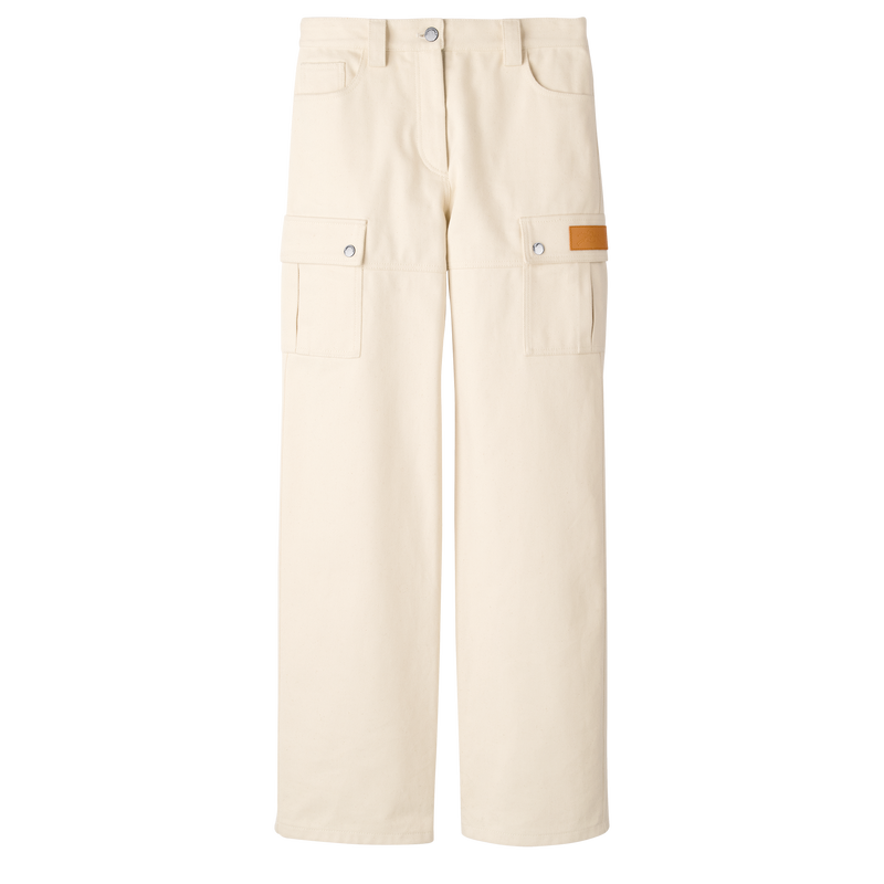 Pantalones , Gabardina de algodón - Crudo  - Vista 1 de 4