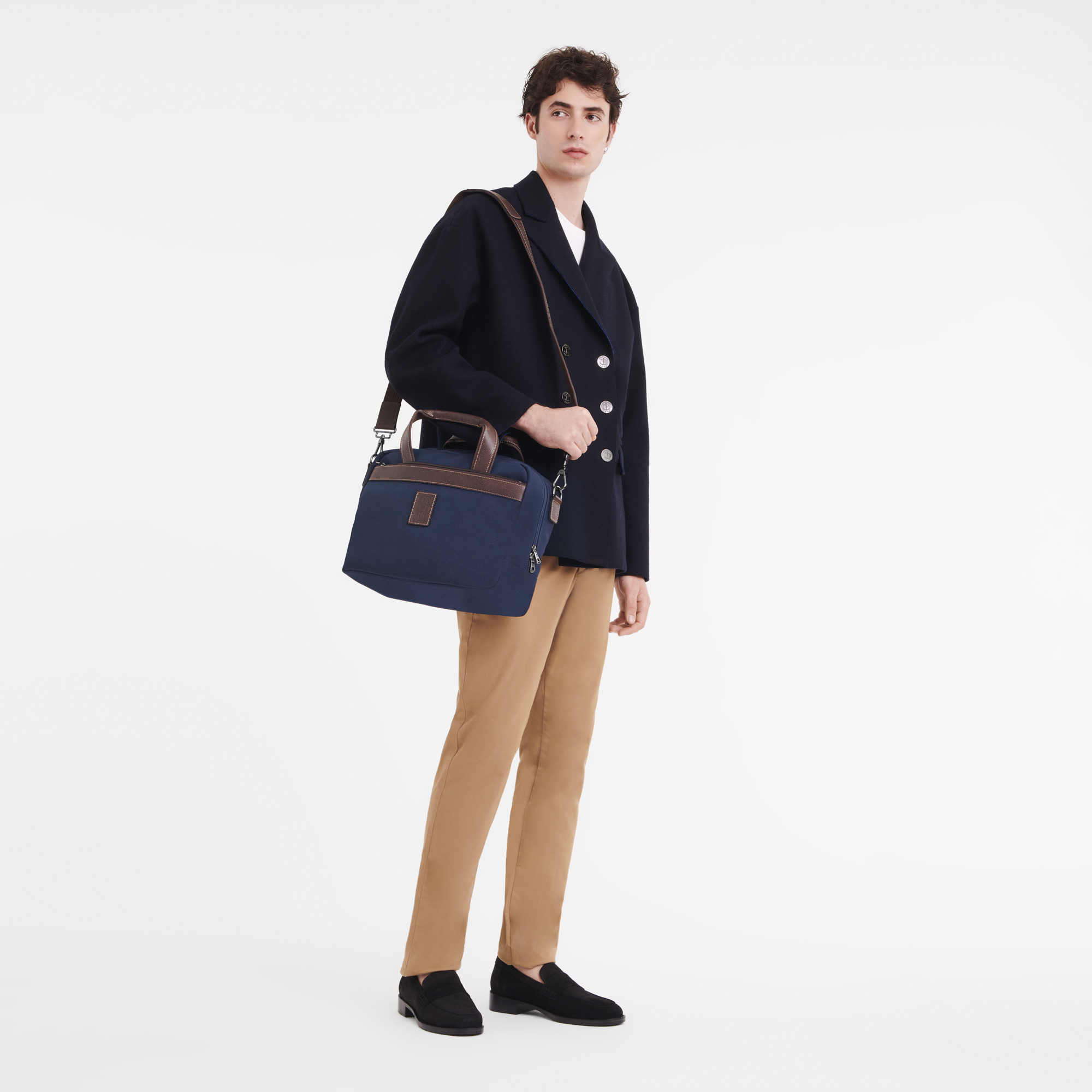 Longchamp Boxford Canvas & Leather Travel Bag - Blue