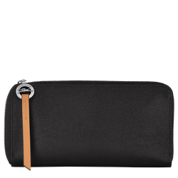Long wallet with zip around, Black