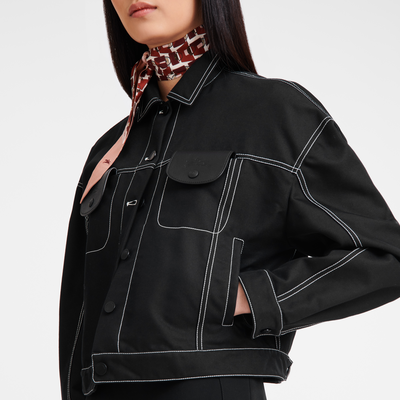 null Topstitching short jacket, Black