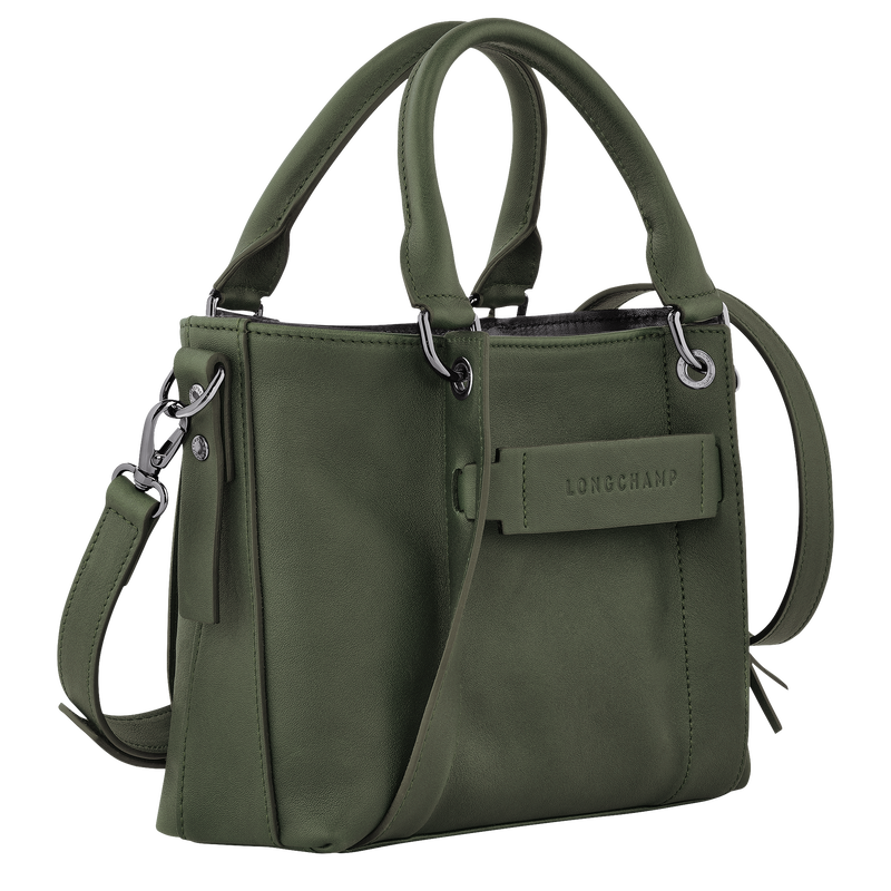Sac &agrave; main S Longchamp 3D , Cuir - Kaki  - Vue 3 de 5