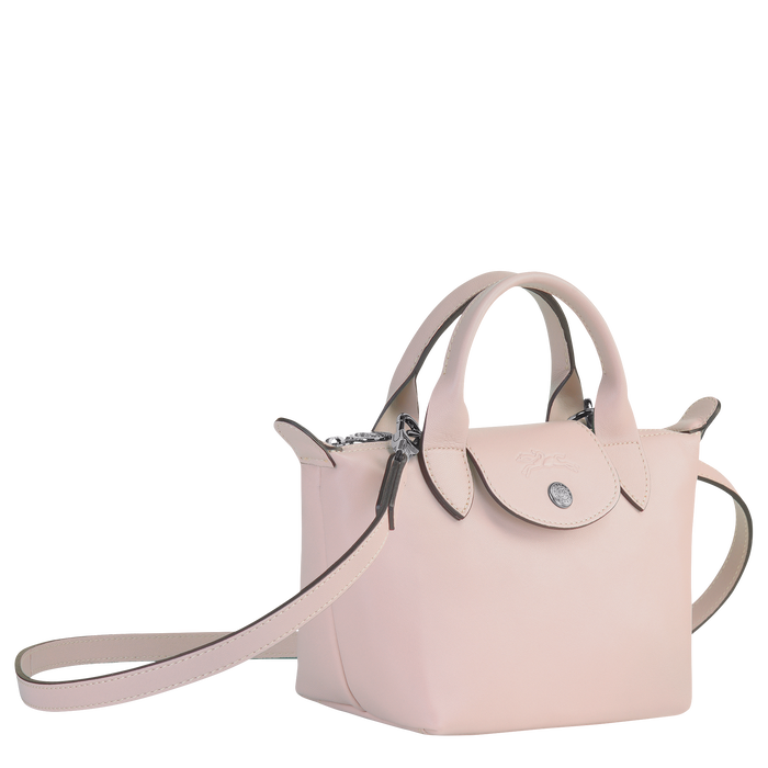 Le Pliage Cuir Top handle bag XS, Pale pink