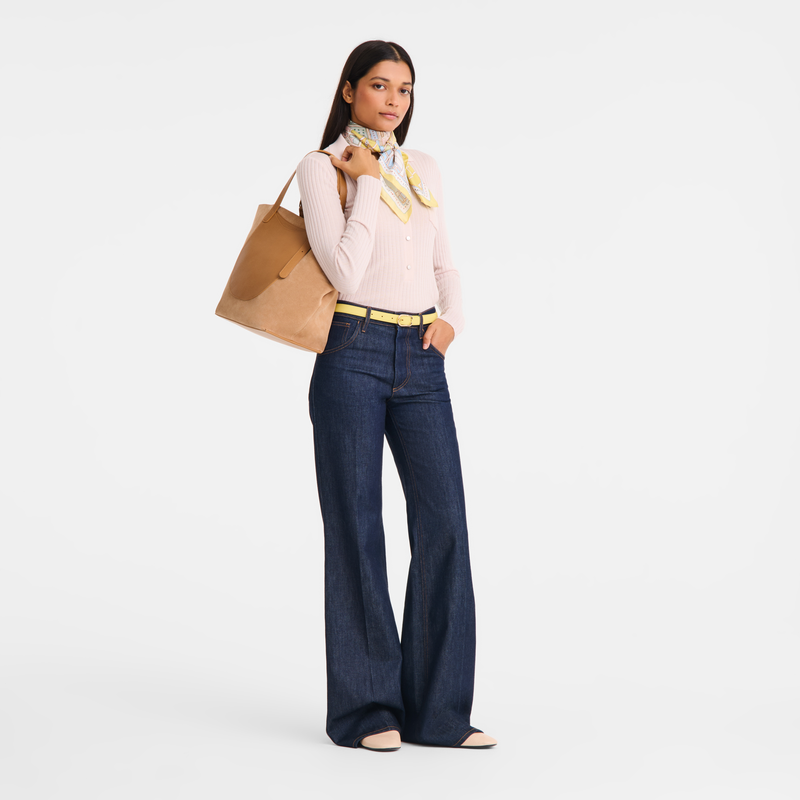 Le Pliage Collection Key ring , Beige - Leather  - View 2 of  2