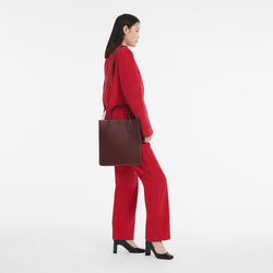 Le Foulonné M Tote bag , Plum - Leather