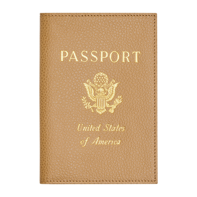 Le Foulonn&eacute; Passport cover , Biscuit - Leather