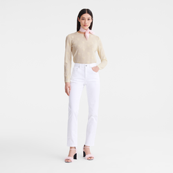 Trousers , White - Gabardine