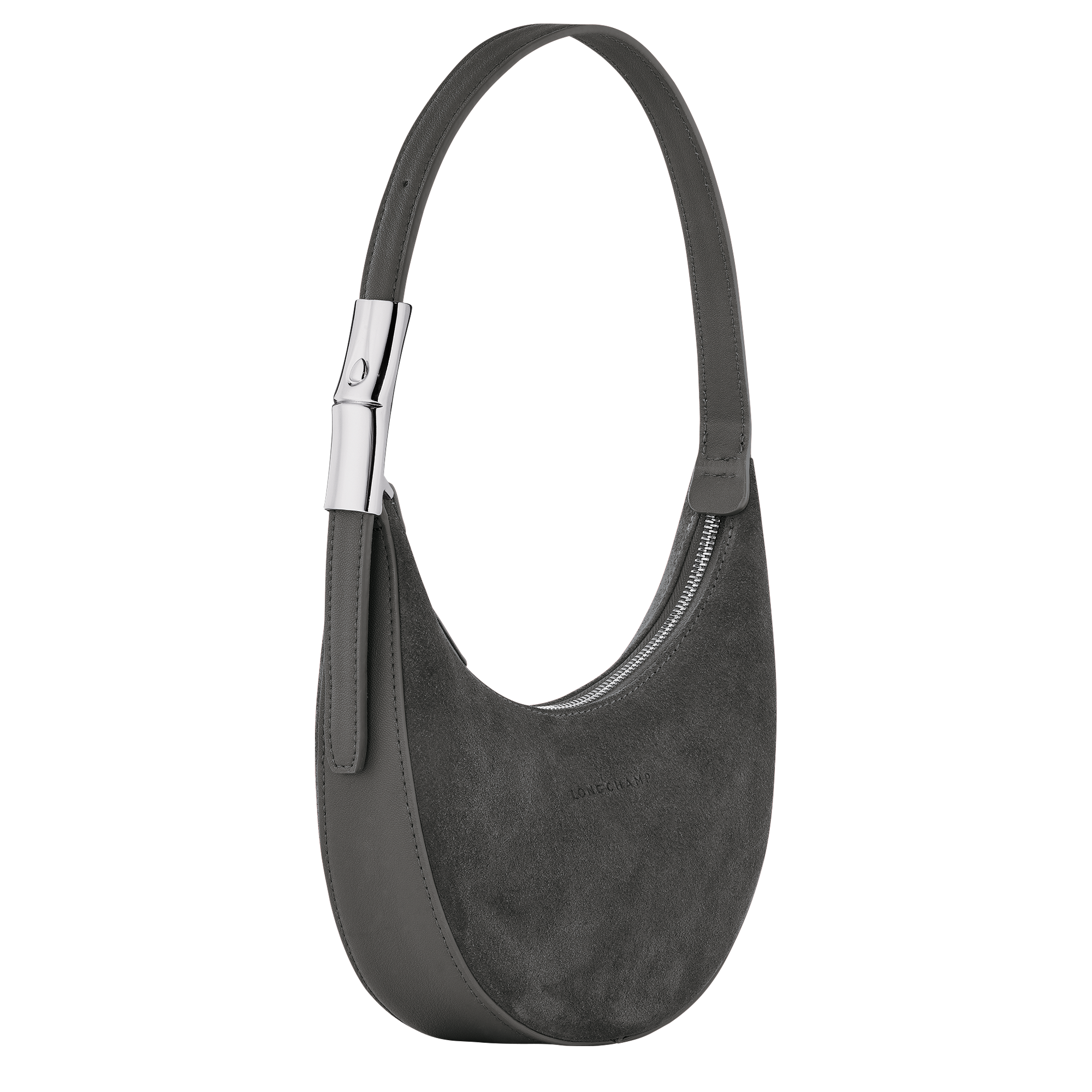 Longchamp Medium Roseau Essential Half Moon Hobo Bag in Anthracite