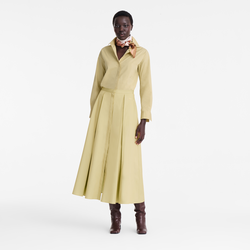 Midi skirt , Pistachio - Cotton poplin