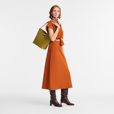 Sac port&eacute; &eacute;paule M Le Roseau , Cuir - Olive