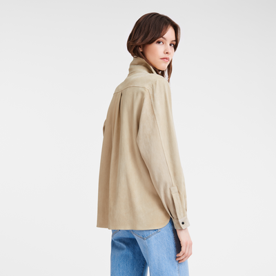 null Straight leather shirt, Linen