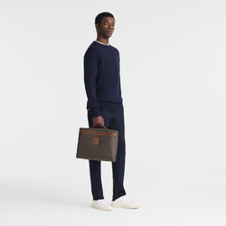 Boxford S Briefcase , Brown - Recycled canvas