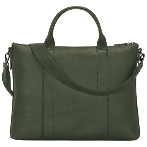 Longchamp 3D Briefcase , Khaki - Leather - View 3 of  4