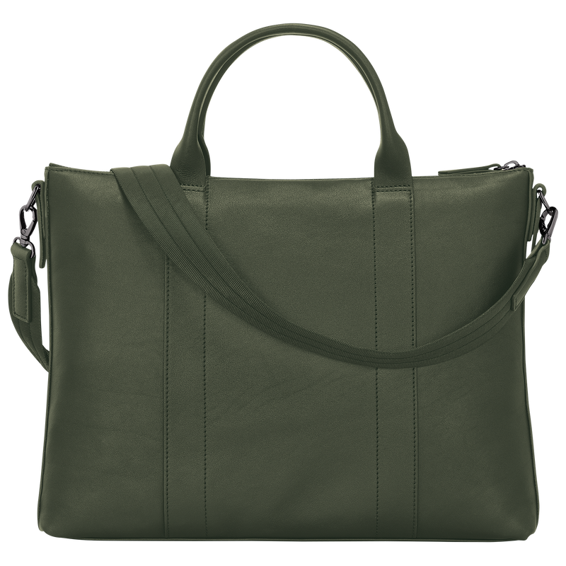 Longchamp 3D Briefcase , Khaki - Leather  - View 3 of  4