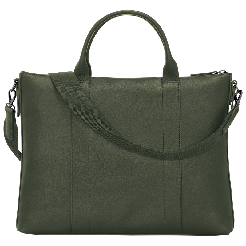 Longchamp 3D Briefcase , Khaki - Leather  - View 3 of 4