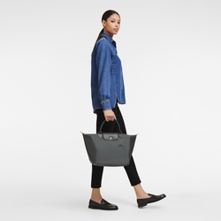 Le Pliage Green M Handbag , Graphite - Recycled canvas