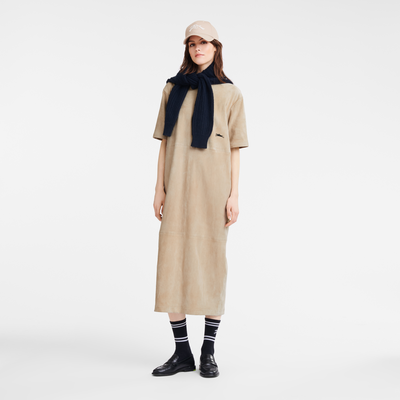 null Abito lungo in pelle,  Beige