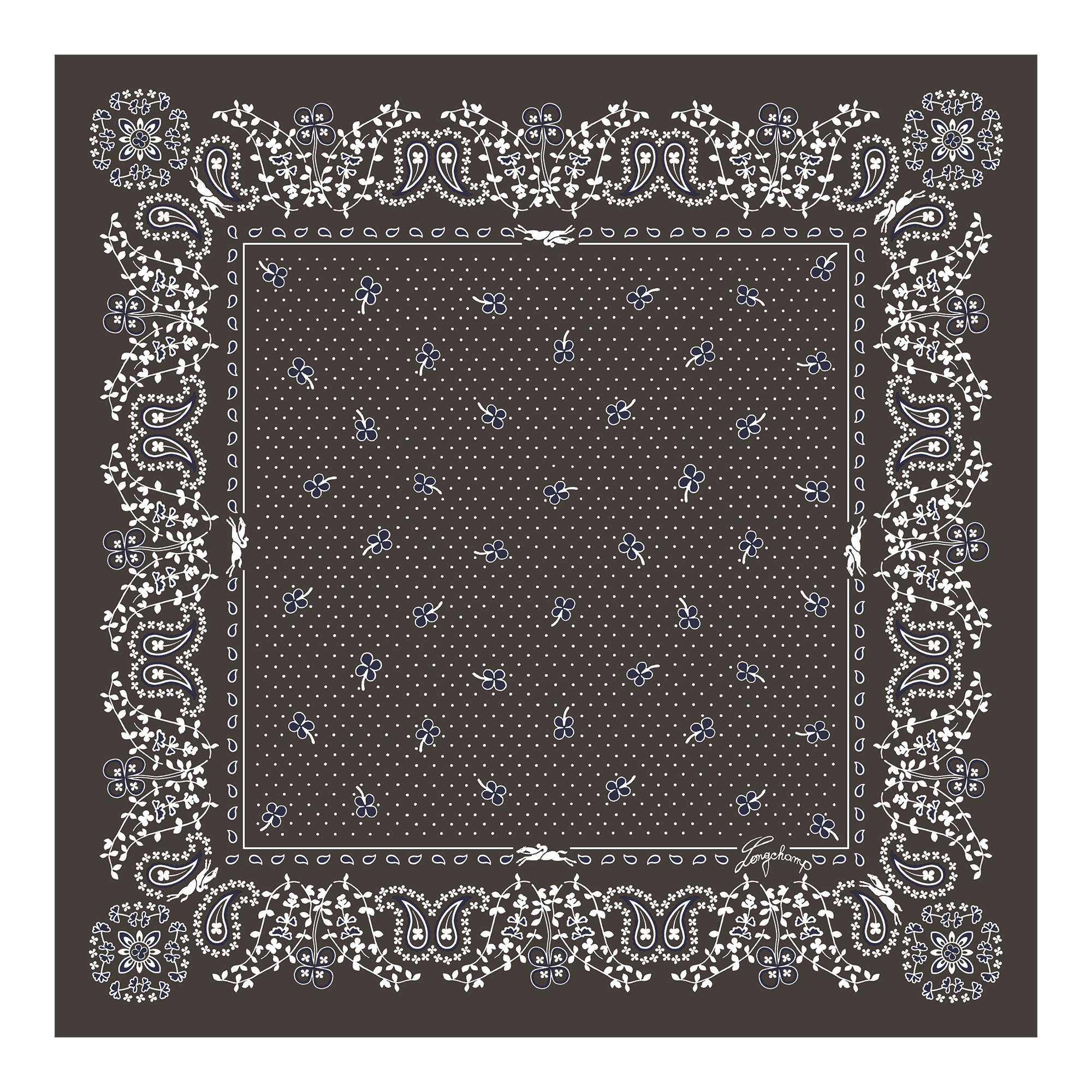 Silk scarf 50, Mocha - View 1 of
2 - zoom in French Bandana Silk scarf 50, Mocha