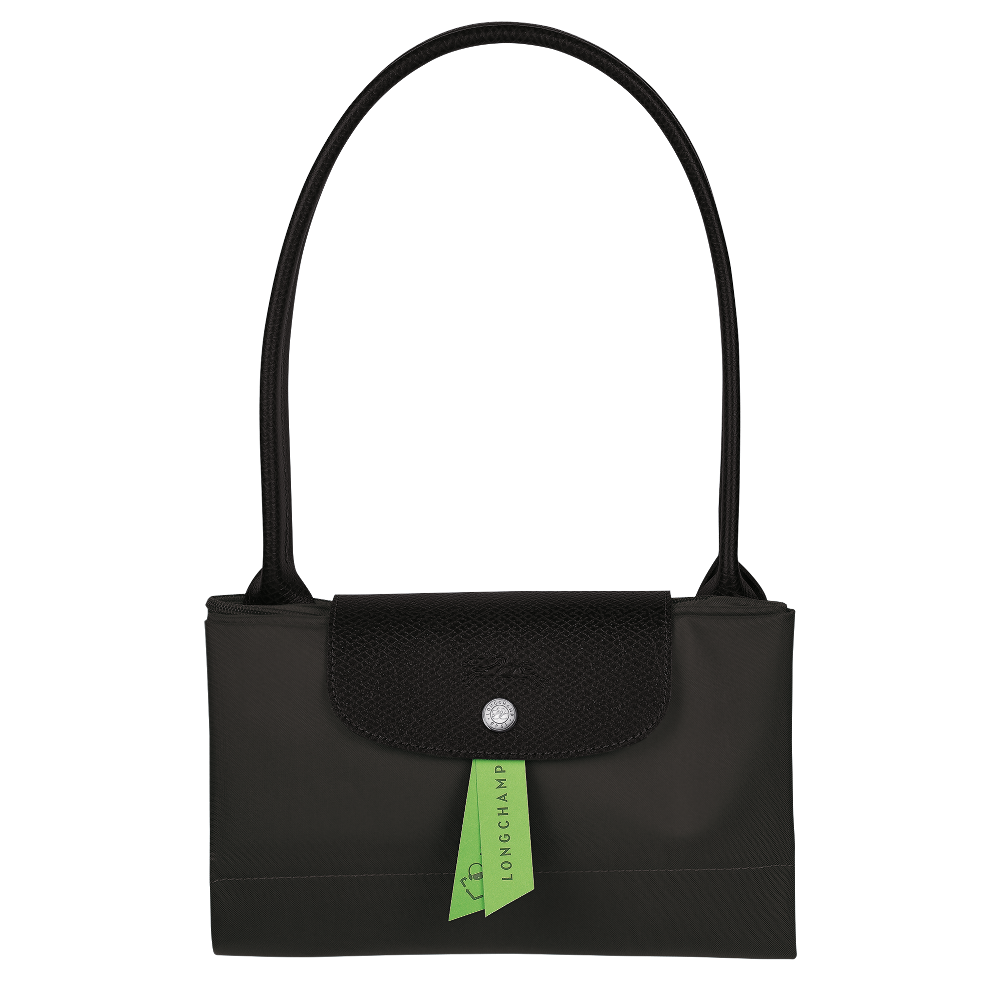 Longchamp Black Coated Canvas and Leather Le Pliage Tote Longchamp