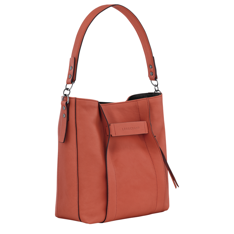 Sac porté épaule M Longchamp 3D , Cuir - Sienne  - Vue 3 de 6