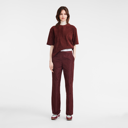Straight pants with patch , Burgundy - Technical taffeta