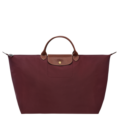 Le Pliage Original L Travel bag , Burgundy - Recycled canvas