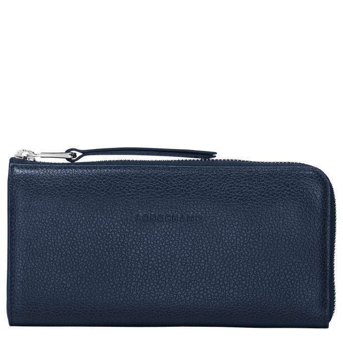 Le Foulonné Long wallet with zip around, Navy