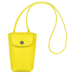 Le Pliage Xtra 裝飾皮革滾邊的手機殼 , 檸檬黃 - 皮革