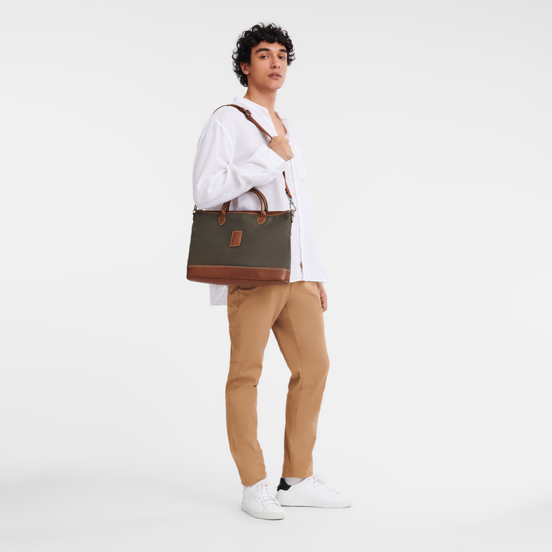Boxford S Briefcase , Brown - Recycled canvas  - View 2 of  5