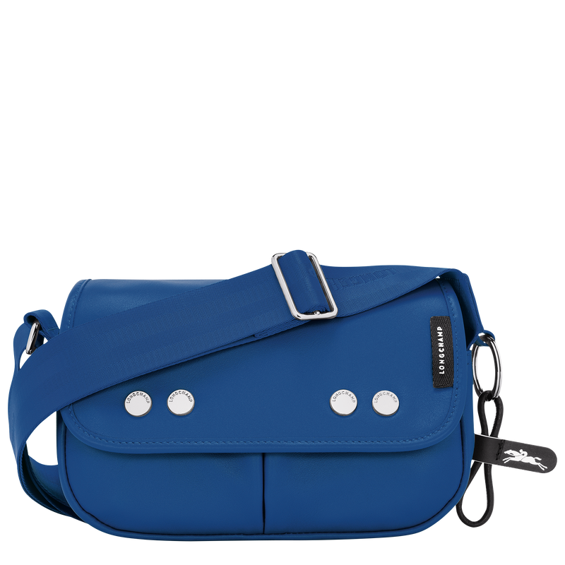 Blue leather handbag top