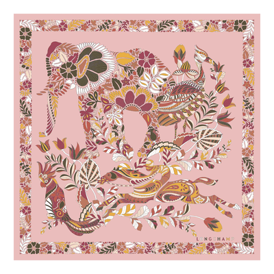 Foulard di seta 50 Forêt Longchamp , Seta - Tè rosa