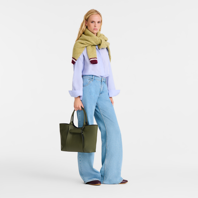 Sac port&eacute; &eacute;paule L Longchamp 3D , Cuir - Kaki