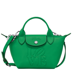 LONGCHAMP Le Pliage Cuir Leather Large Travel Crossbody Bag Green