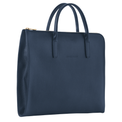 Le Foulonné S Briefcase , Navy - Leather