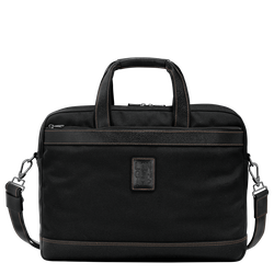 Boxford L Briefcase , Black - Recycled canvas