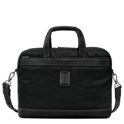 Boxford L Briefcase , Black - Recycled canvas
