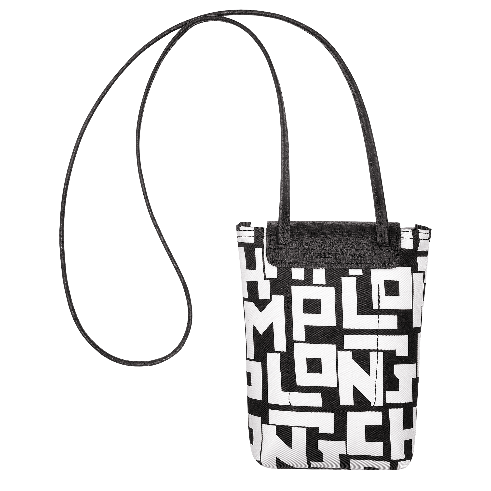 Longchamp Ladies Le Pliage Clutch In Black/white