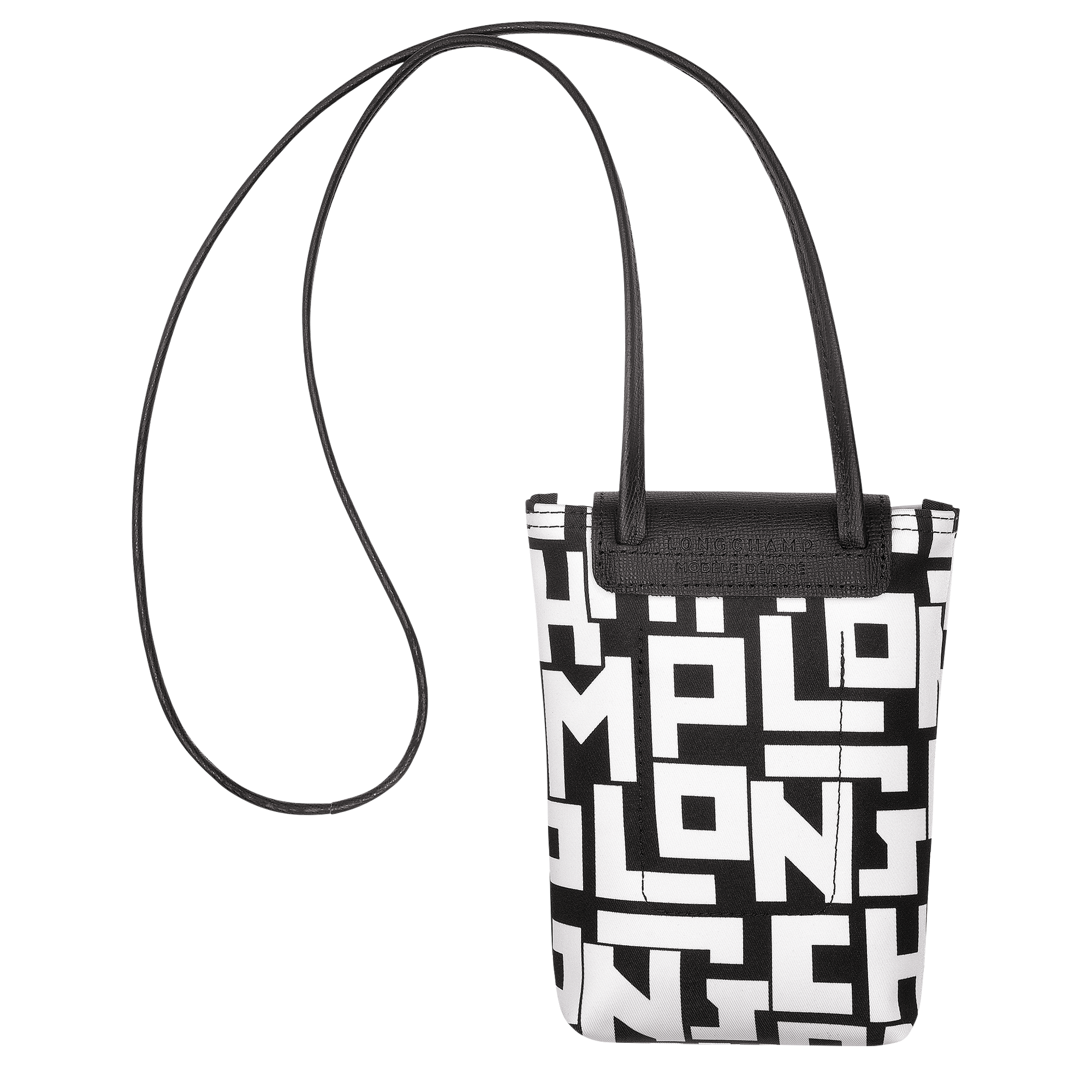 Le Pliage LGP 裝飾皮革滾邊的手機殼, 黑/白色