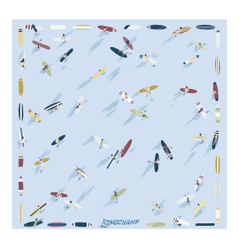 等待浪潮來襲 絲質圍巾 50 , 天澄色 - 真絲  - 查看 1 2