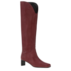 La Cavalière Heel boots , Pomegranate - Leather