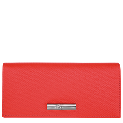 Carteira continental comprida Le Roseau , Pele - Vermelho