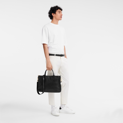 Le Foulonn&eacute; S Briefcase , Black - Leather