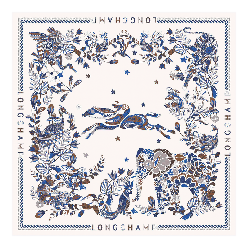 Foulard di seta 90 For&ecirc;t Longchamp , Seta - Atlantico  - View 1 of  2