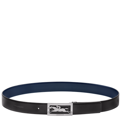 Delta Box Men's belt , Black/Navy - Leather