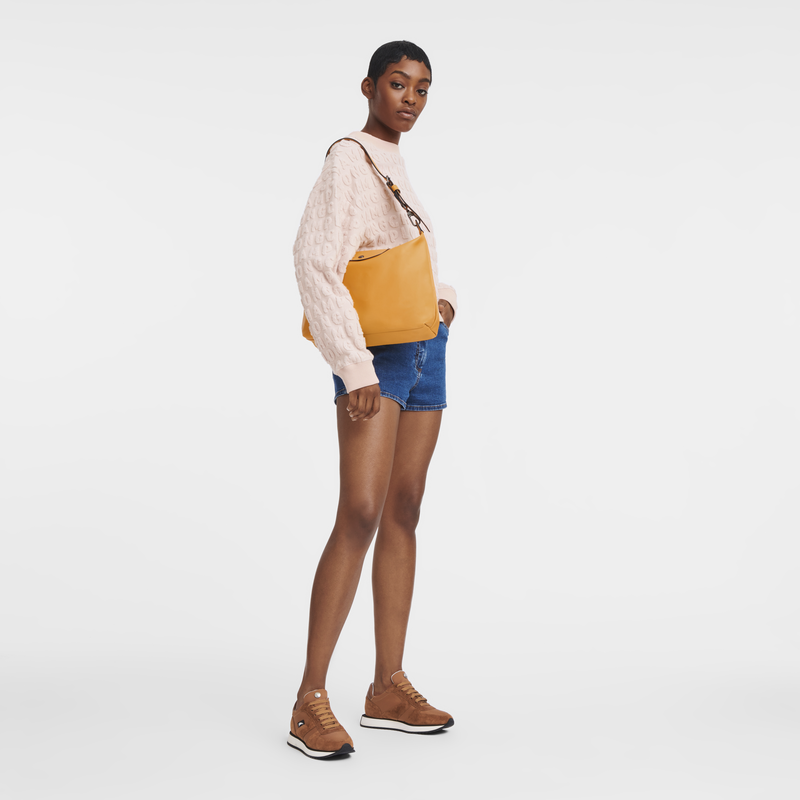 Le Pliage Xtra M Hobo bag , Apricot - Leather  - View 2 of 5