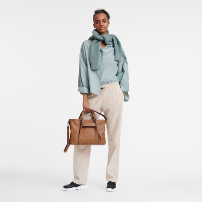 Longchamp 3D L Handbag , Natural - Leather