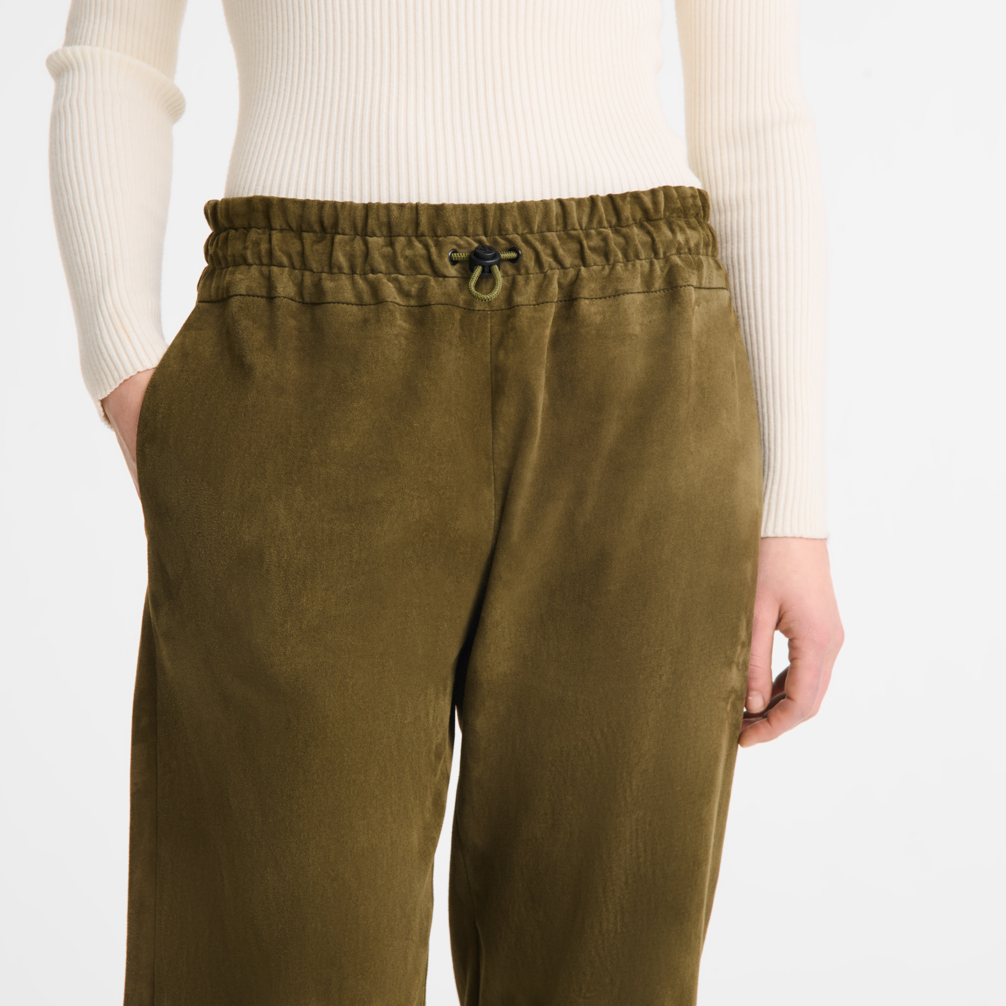 Pantaloni dritti in pelle, Kaki - View 5 of
5 - aumentare lo zoom null Pantaloni dritti in pelle, Kaki