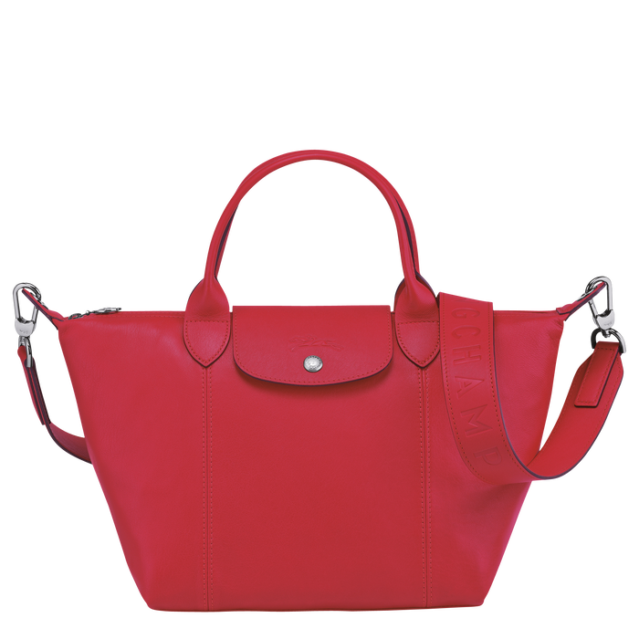 Le Pliage Cuir Top handle bag S, Red Kiss