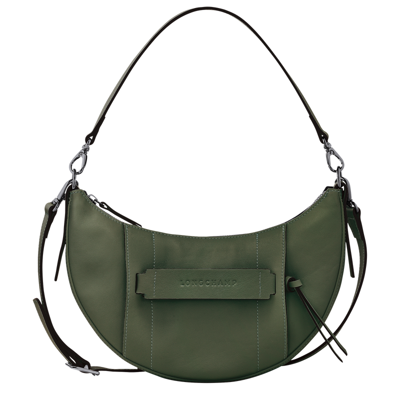 Sac bandouli&egrave;re S Longchamp 3D , Cuir - Kaki  - Vue 1 de 4