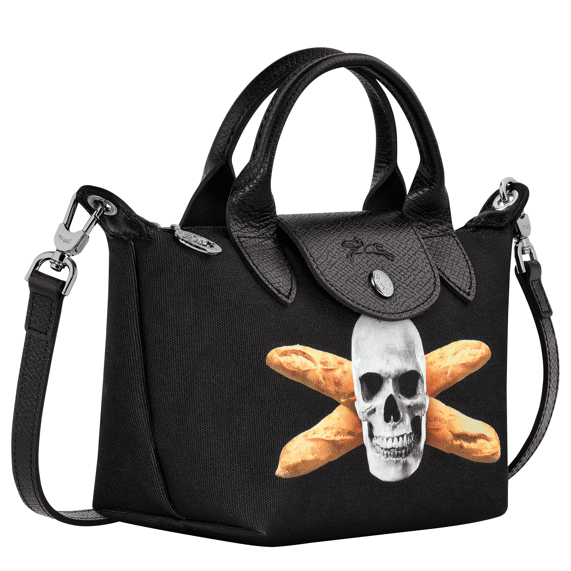 Longchamp x ToiletPaper Handtasche XS, Schwarz