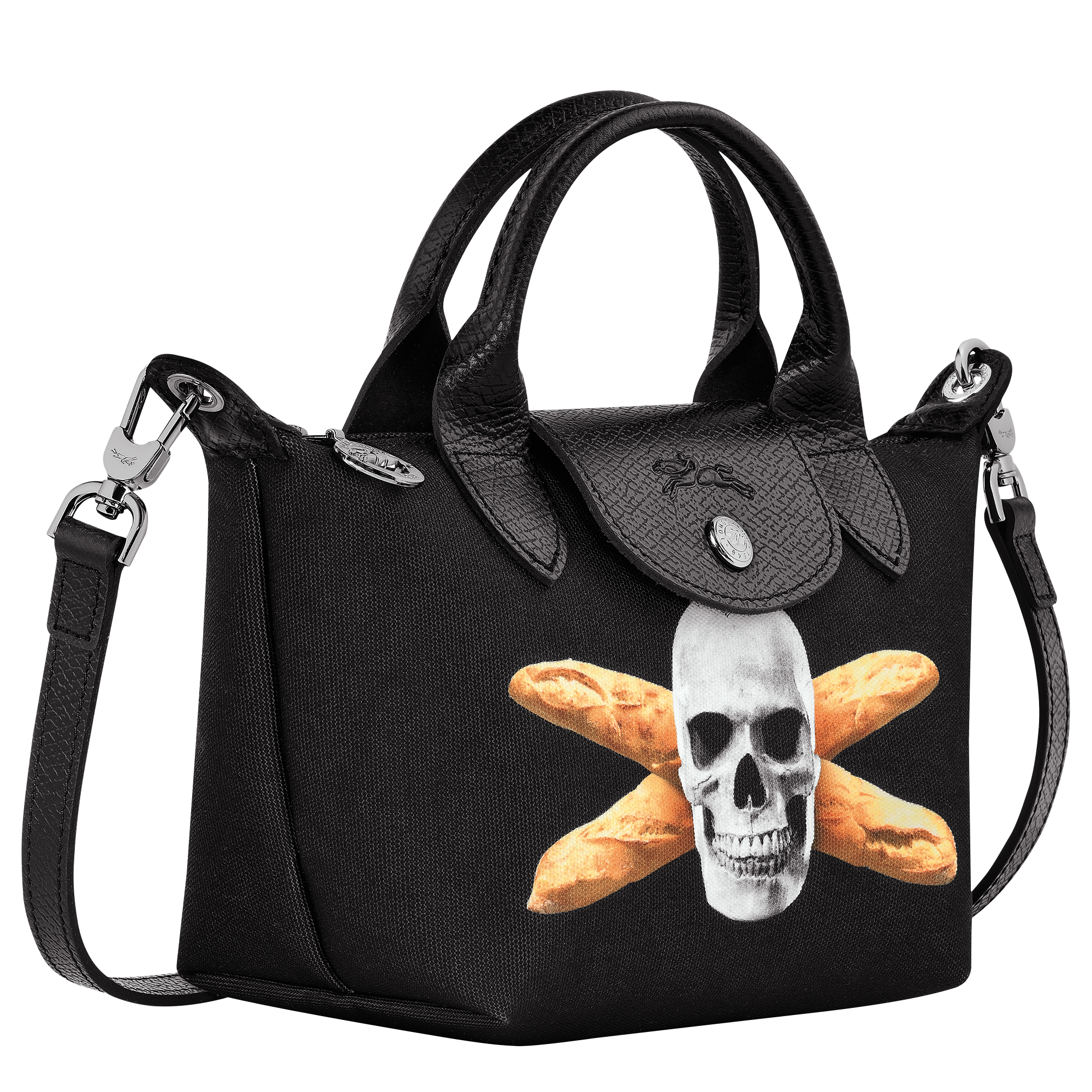 Longchamp x ToiletPaper Handbag XS, Black